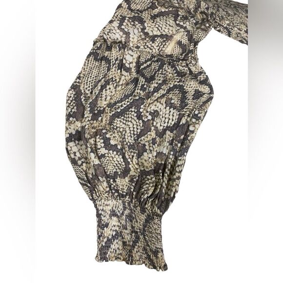 Anthropologie X Karlie Smocked Chiffon Tiered Snake Print Dress Western Festival - Picture 14 of 16